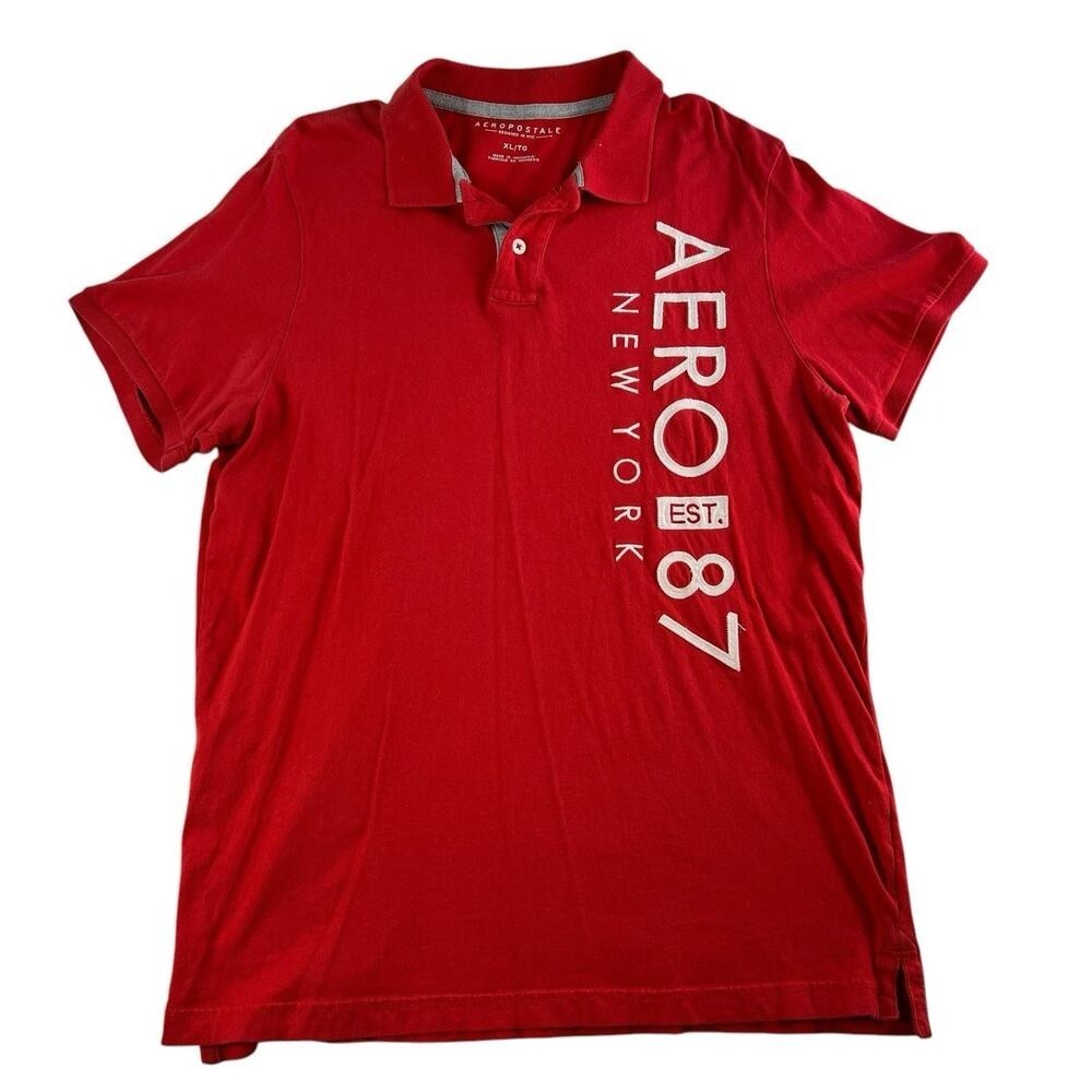 Aeropostale Men's XL Polo Shirt Short Sleeve Casual Logo Preppy Streetwear Red